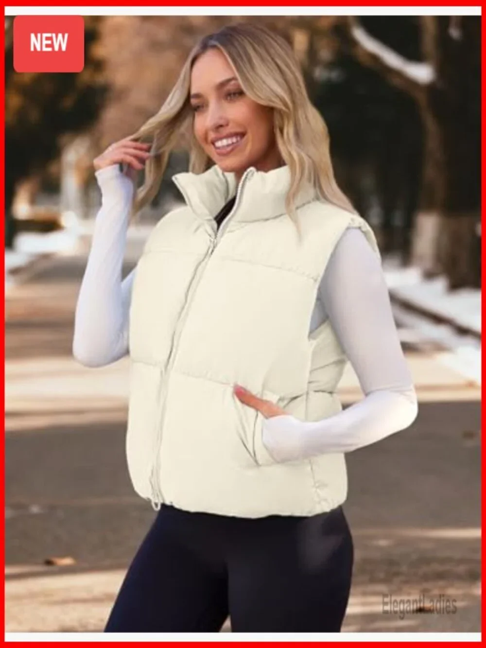 Women's Lightweight Puffer Vest, Sleeveless Quilted Zip Up Coat for Fall Winter - Picture 3 of 7